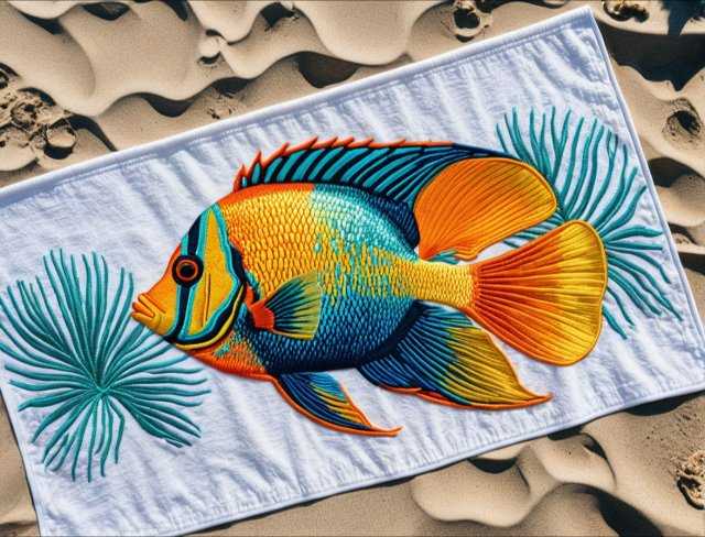 tropical beach towel embroidery