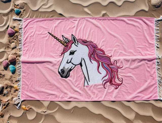 unicorn beach towel embroidery