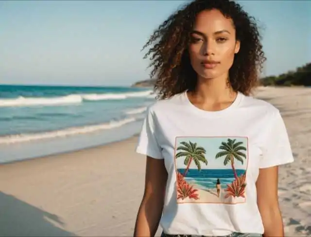 beach scene with uv resistant thread