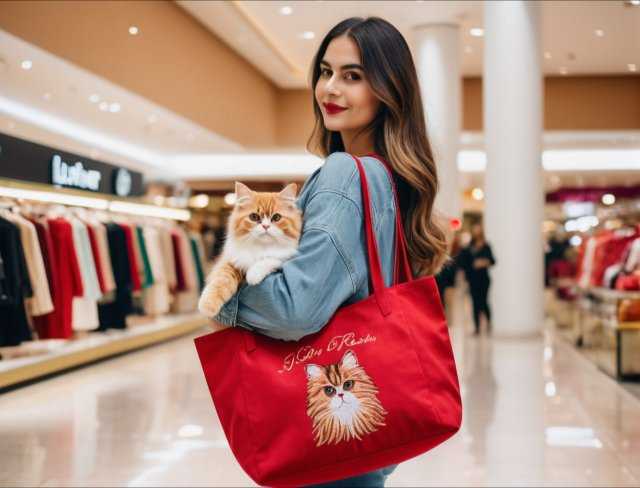 cat tote bag embroidery