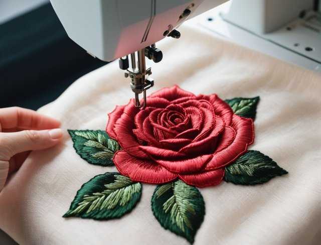 free motion embroidery rose