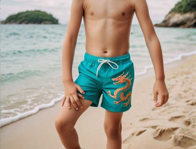 young male swimwear embroidery