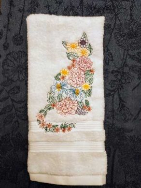 Flower Cat Bathroom Hand Towel