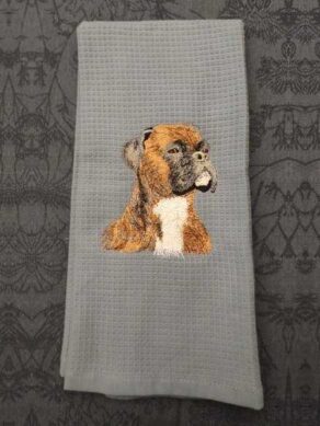 boxer dog kitchen hand towel