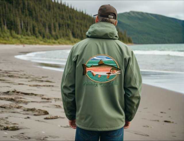 fish soft shell jacket embroidery