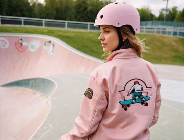 skateboarder soft shell jacket embroidery