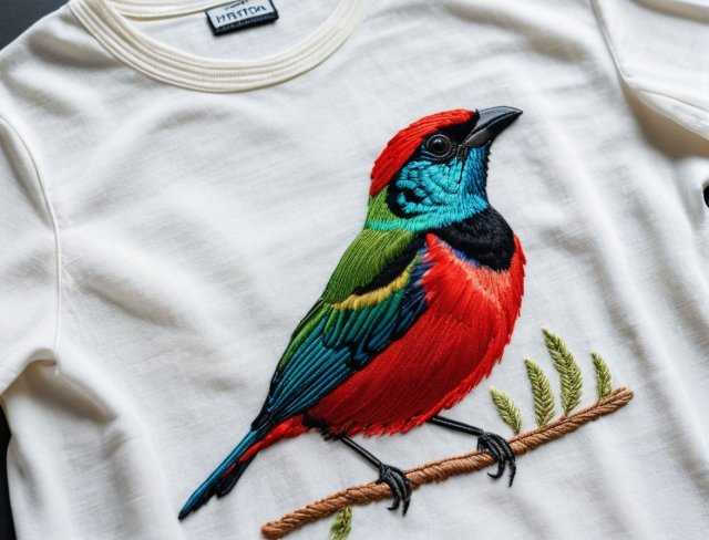 tanager feather embroidery