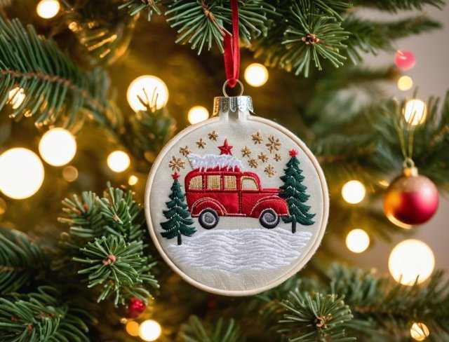 embroidered christmas ornament