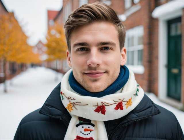 embroidered christmas scarf