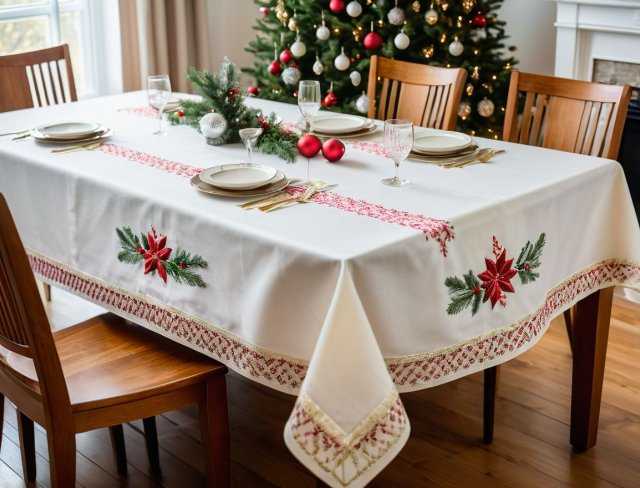 embroidered christmas tablecloth