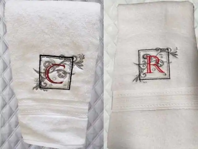 Custom Embroidered Monogrammed Hand Towel C and R