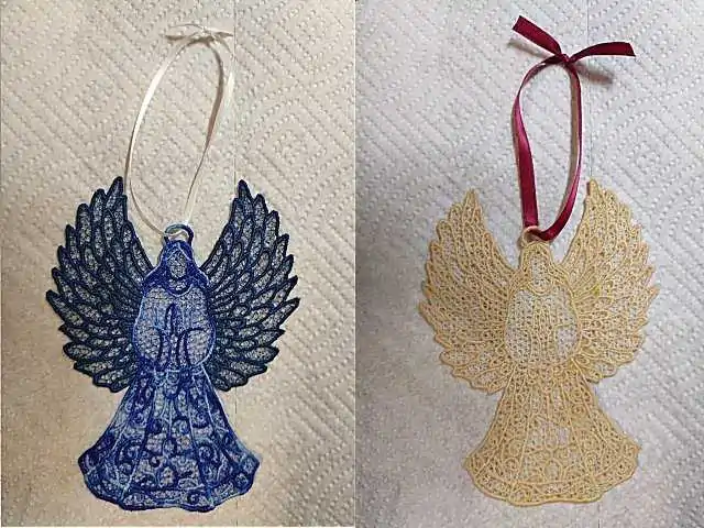 embroidered free standing lace ornament set 2 of 2