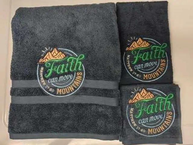 faith can move mountains -embroidered towel set