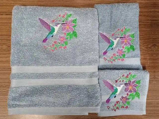 Hummingbird Custom Embroidered Towel Set