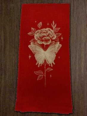 Butterfly and Rose Kitchen Towel